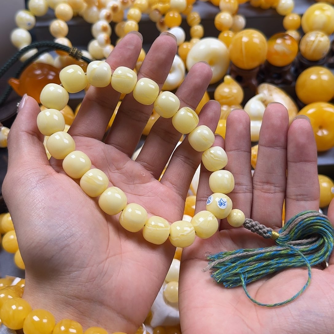 琥珀珠宝奇石未镶嵌同料老型白蜡手持15mm