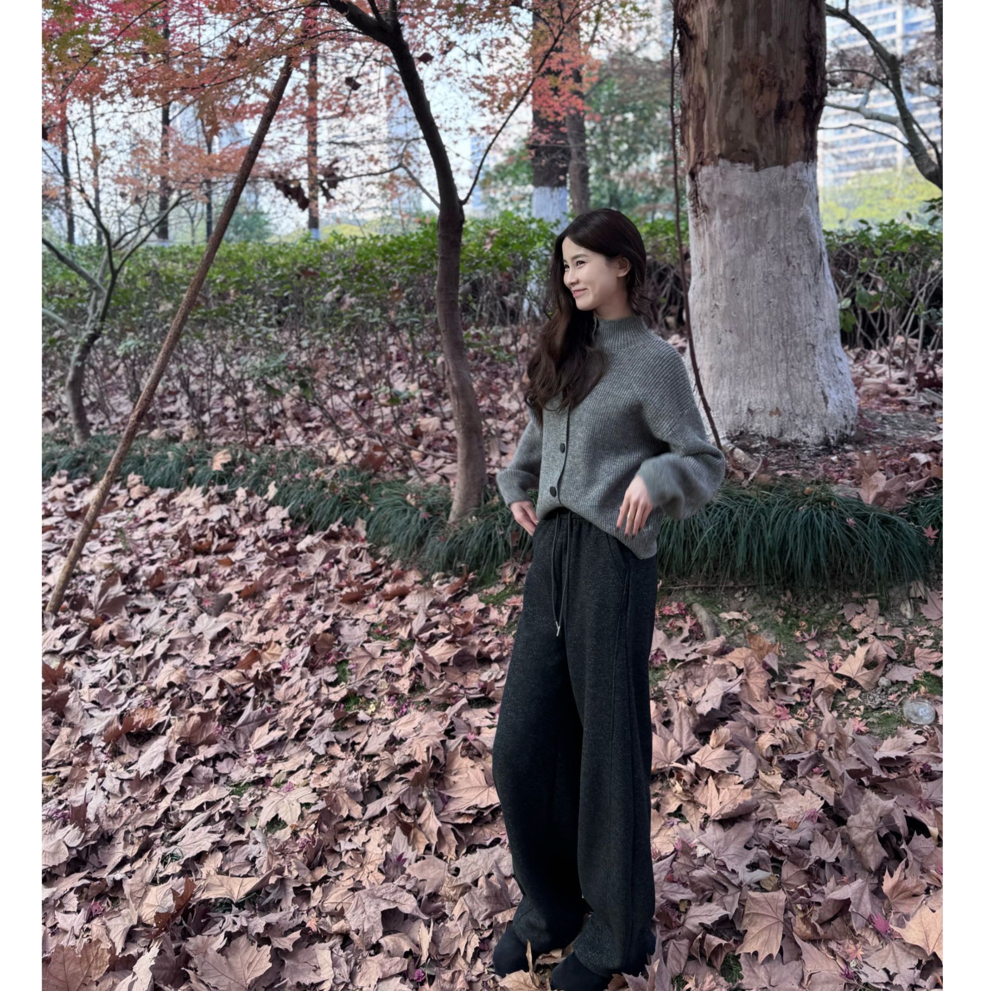 【D&Q STUDIO】【正版原版】羊绒毛呢冬加绒加厚阔腿女高腰垂感弯刀裤