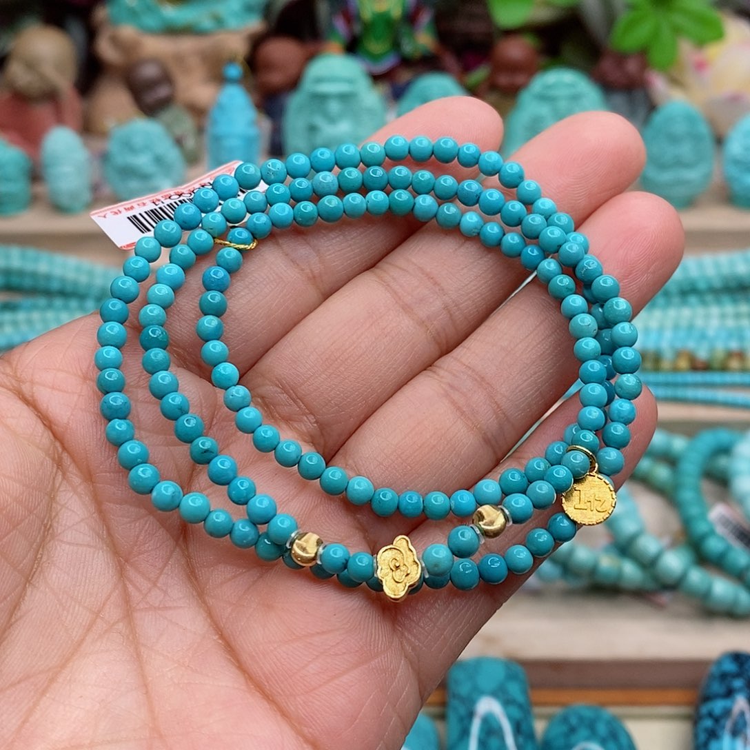 绿松石珠宝奇石18K金镶嵌