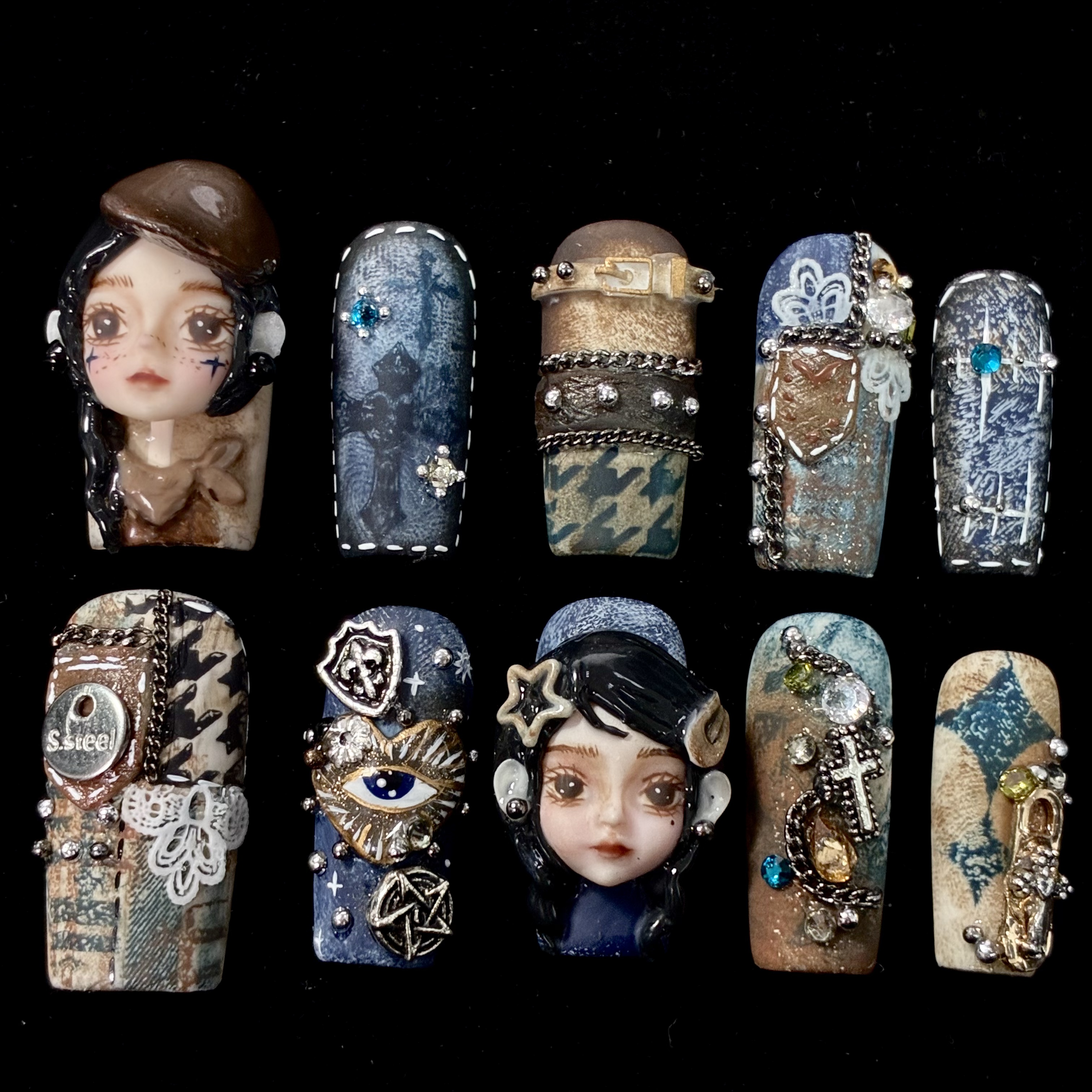 【12.9日63丹宁牛仔2娃 】2025爆款高级穿戴美甲中长款娃娃款式推荐