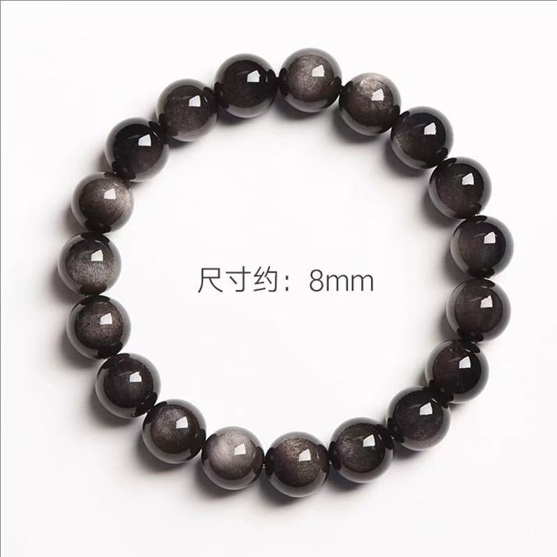 非金属珐琅手链 百搭串珠简约手工女款时尚猫眼银曜石手串