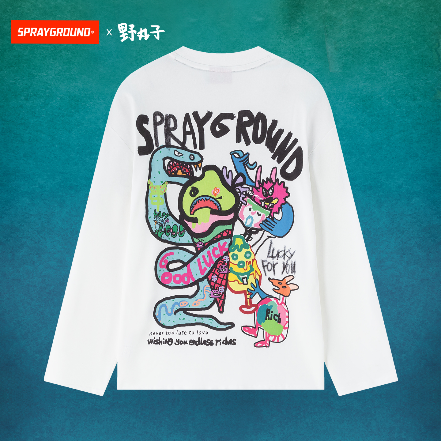 【野丸子】SPRAYGROUND鲨鱼嘴长袖T恤宽松印花潮流秋季XB WE130303