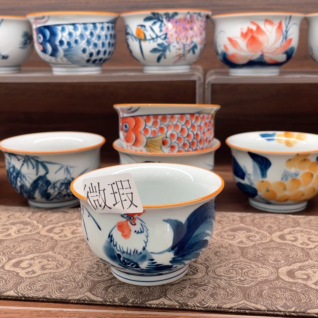 釉下手绘茶具微瑕