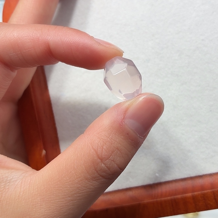 银S925镶嵌水晶珠宝半成品粉晶随型