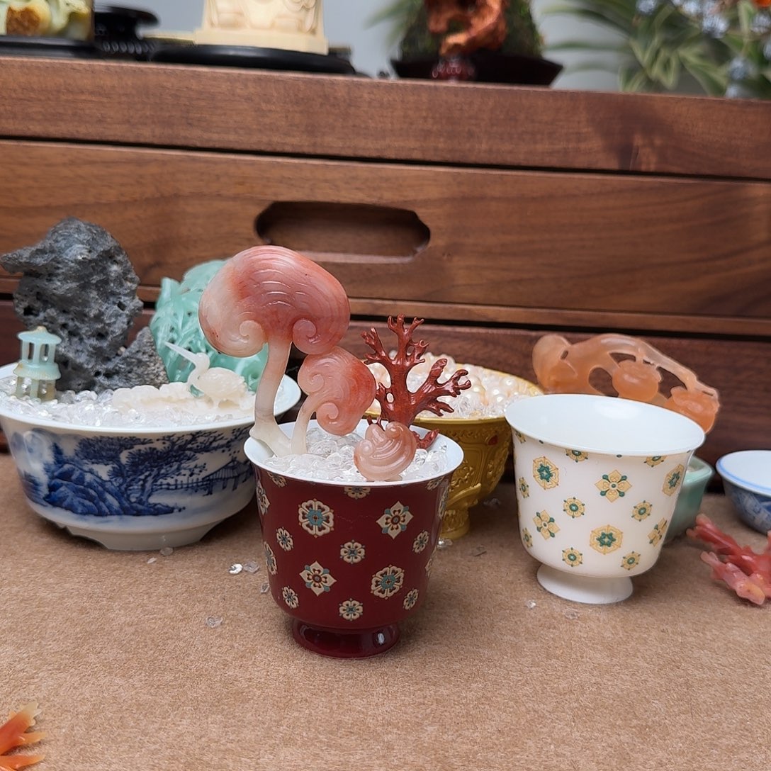 默***。印石昌化石盆景一套含盆