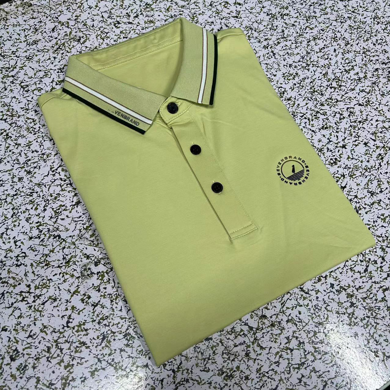 香槟7【含桑蚕丝】7polo衫男短袖夏季薄款时尚提花商务休闲翻领T恤