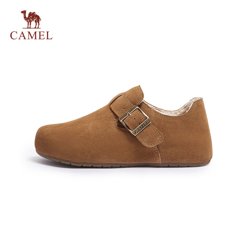 【两棉袄专属】骆驼休闲复古勃肯鞋女款加绒平底圆头单鞋L25W700108