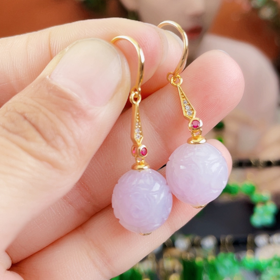 翡翠银S925镶嵌耳饰