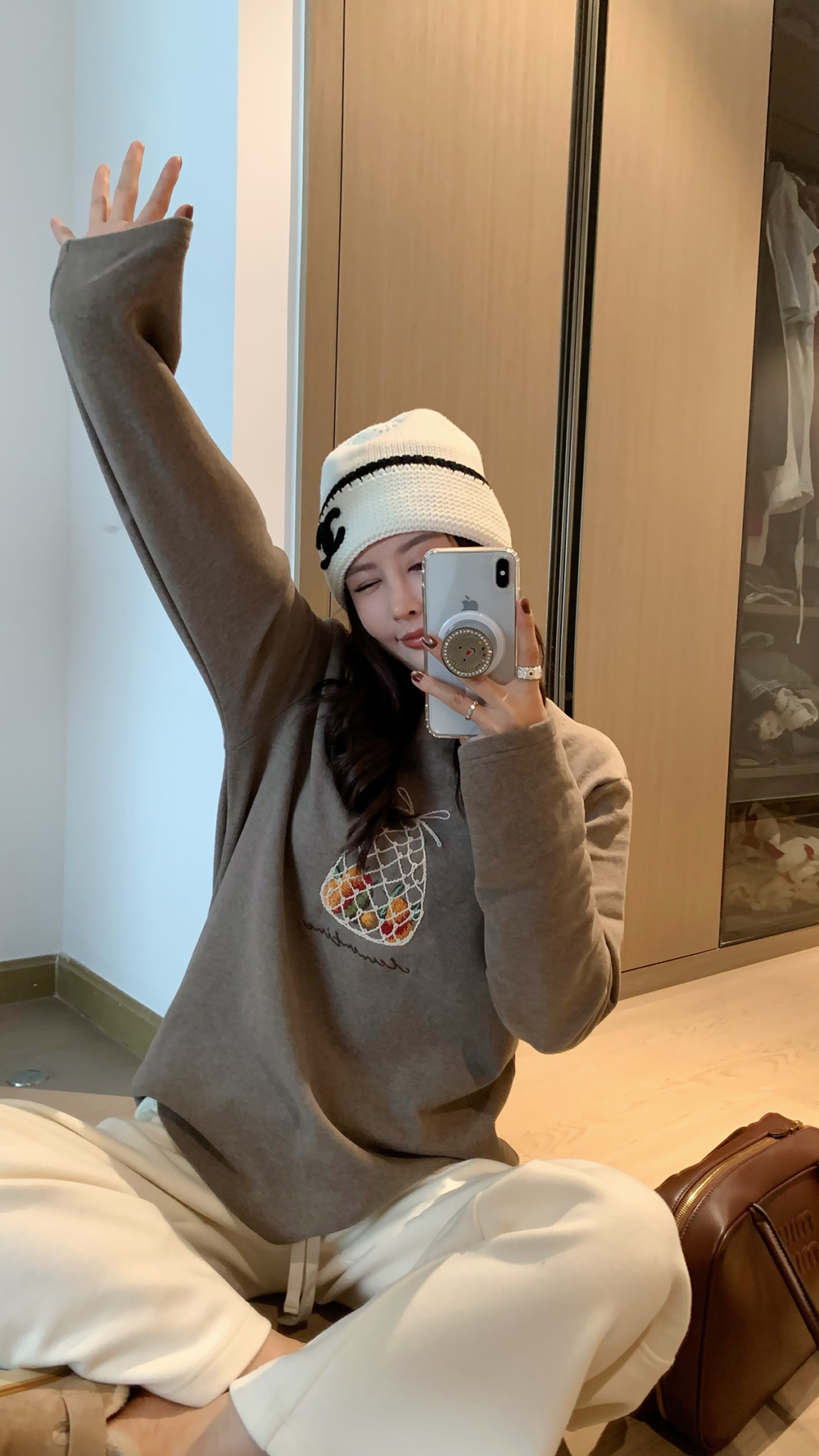 AESTHETIC PAN 【水果钱袋】长绒棉 双面磨毛绣花T恤 251191