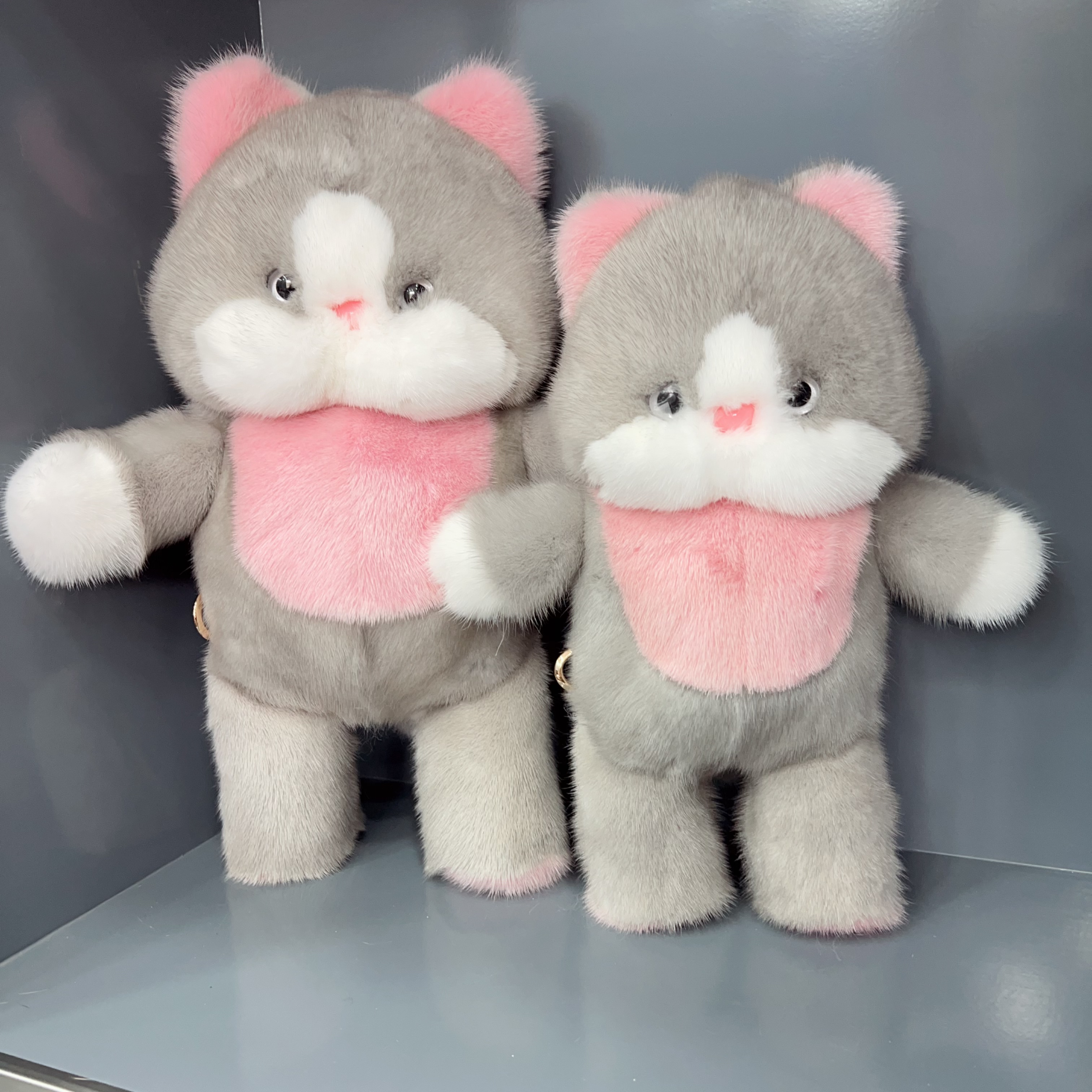 进口水貂毛皮草卡通猫