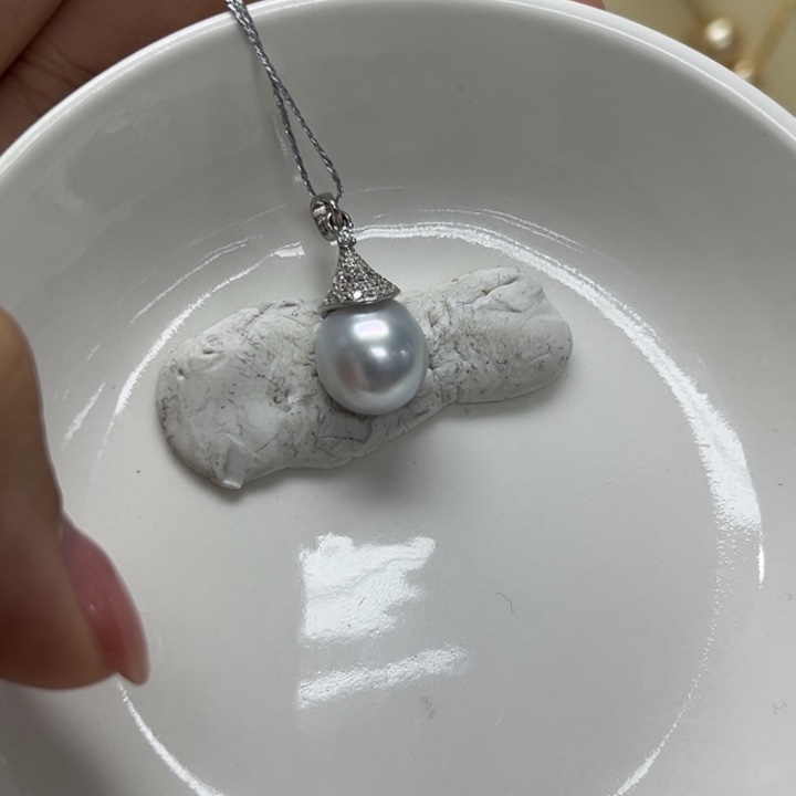 颈饰银S925镶嵌海水珍珠澳白10-11mm102号