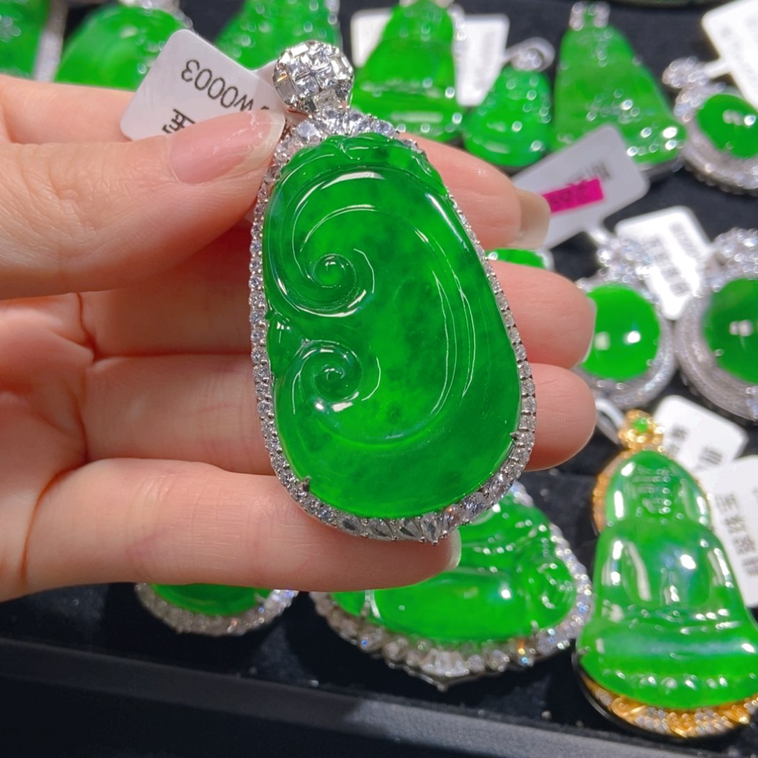 翡翠吊坠(不含链)银S925镶嵌