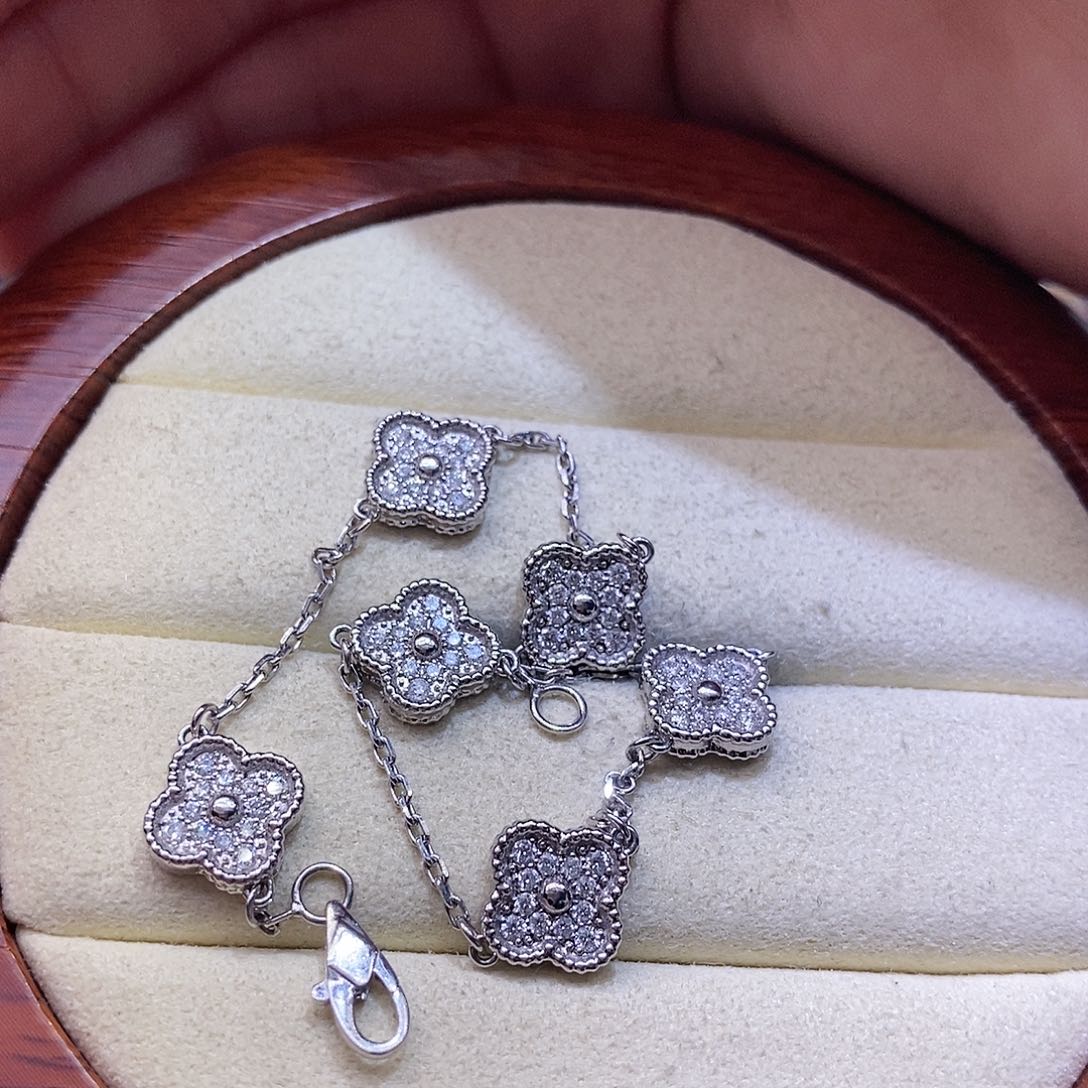 钻石手链18K金镶嵌小六花手链k 白