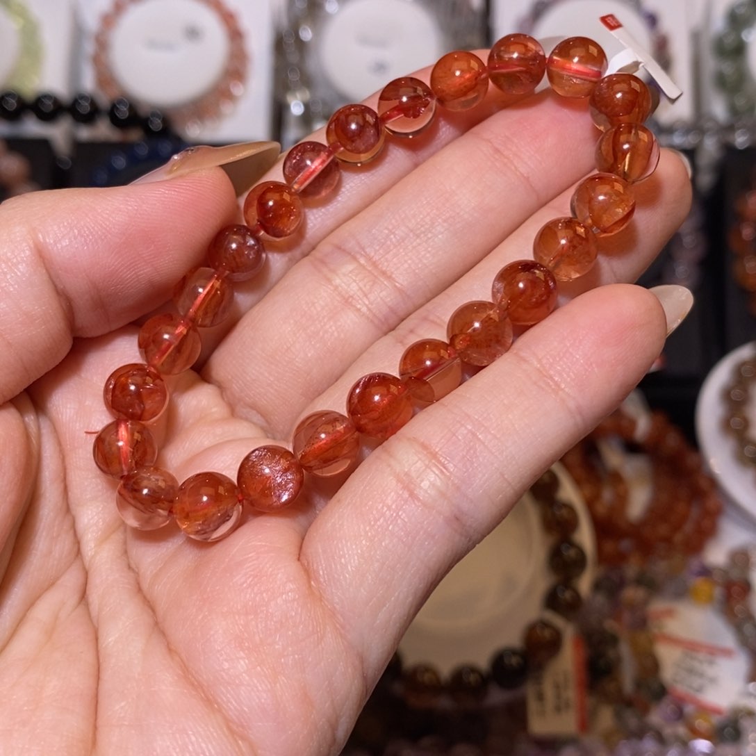 【闪购商品】水晶手串未镶嵌红胶花7.4mm