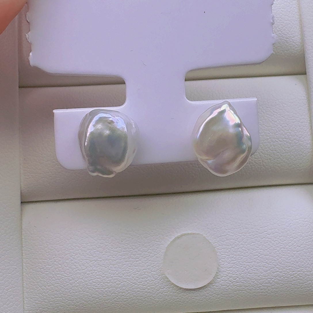 银S925镶嵌耳饰淡水珍珠