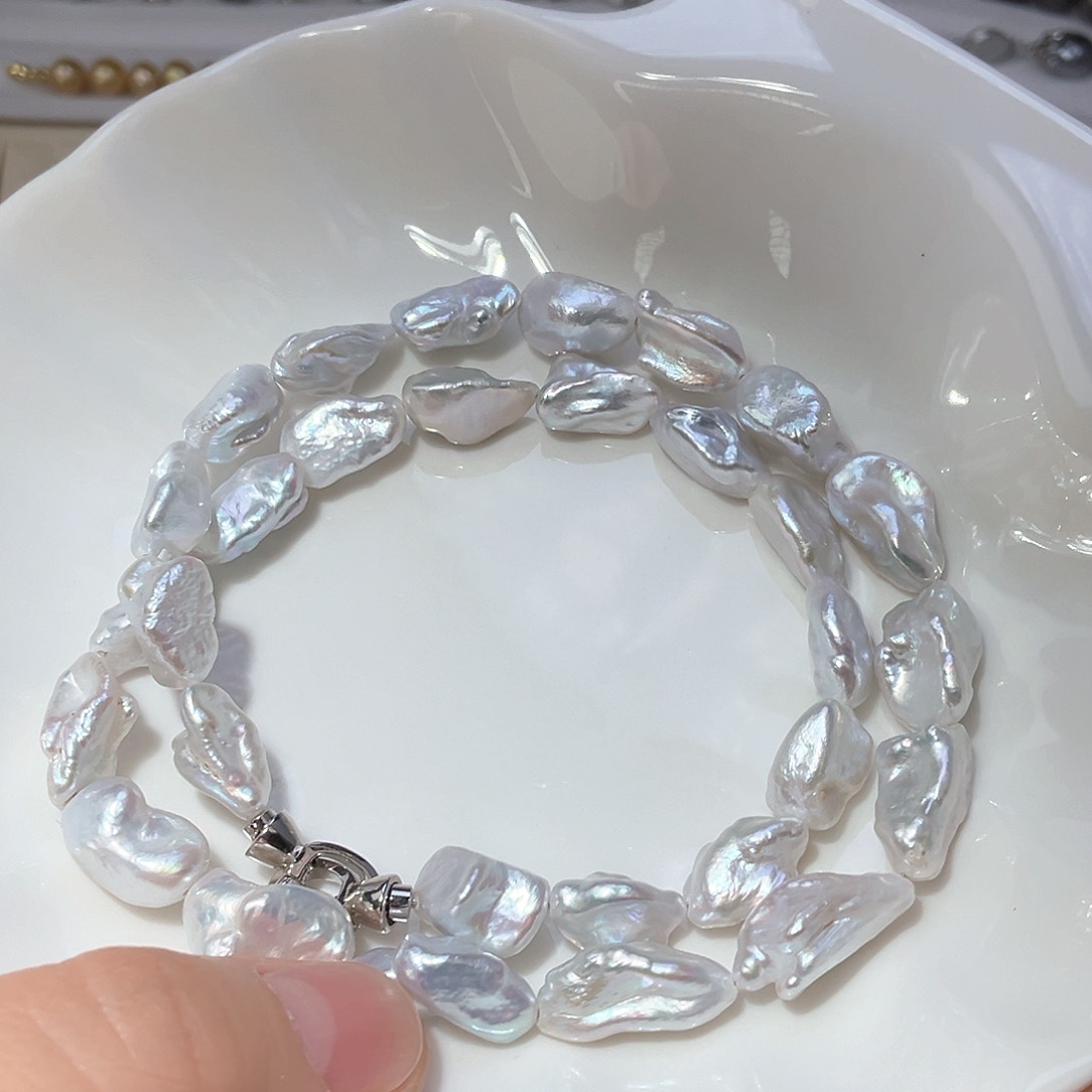 淡水珍珠银S925镶嵌颈饰