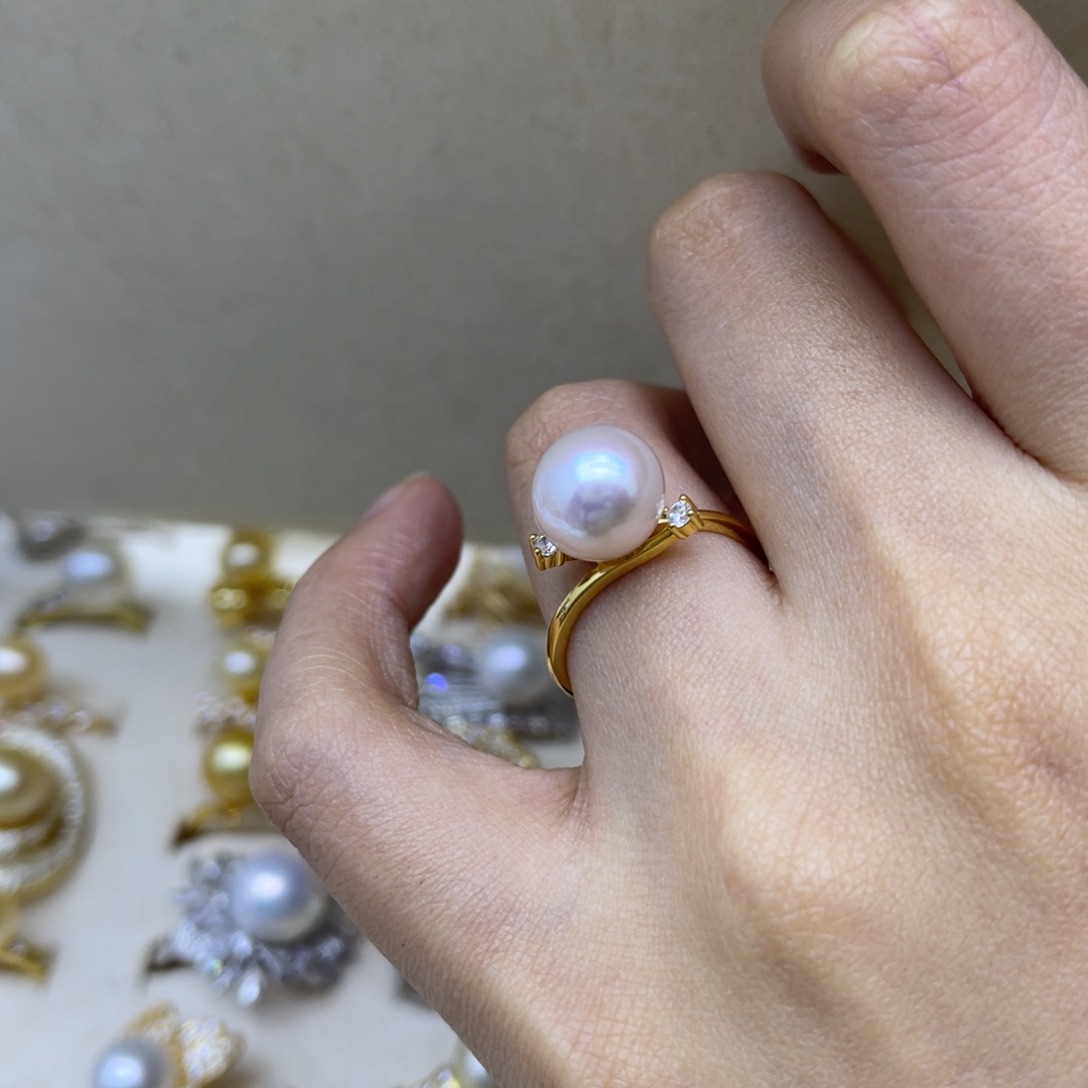 银S925镶嵌淡水珍珠戒指