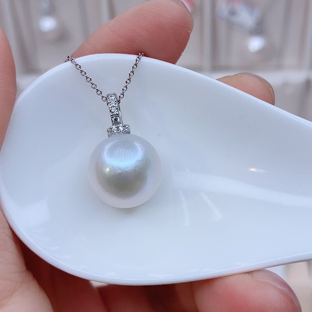 颈饰银S925镶嵌淡水珍珠爱*钱