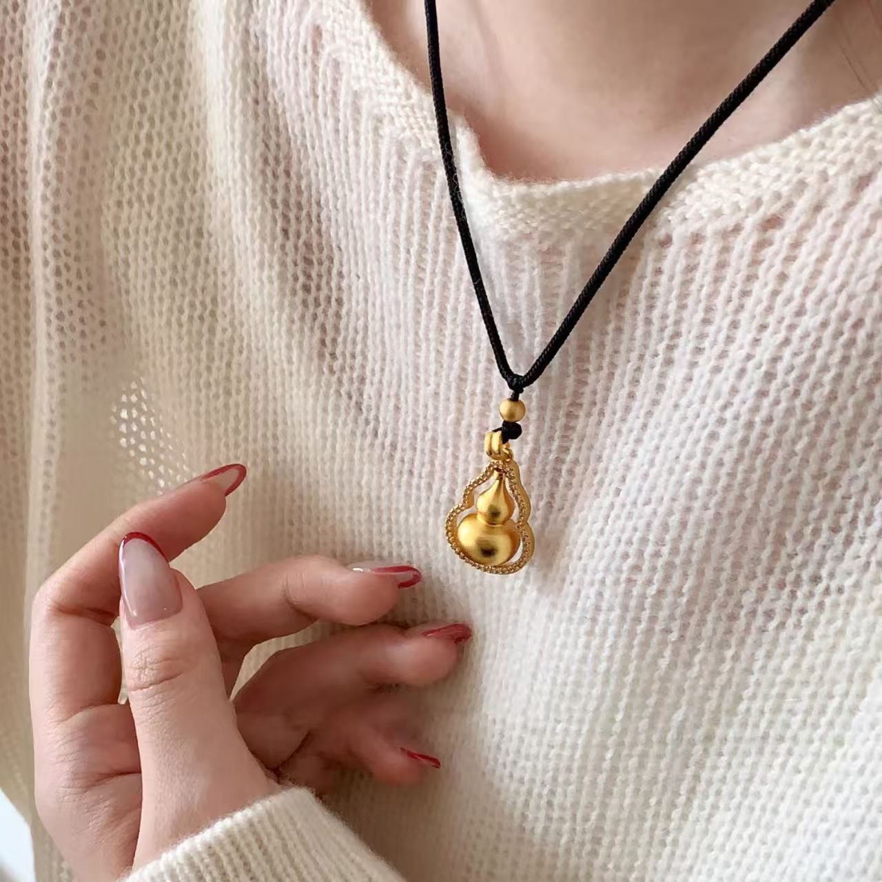 吊坠足银 福禄满满 镂空雕花工艺葫芦吊坠旋转转运女款