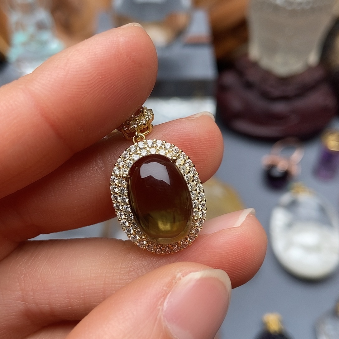 颈饰水晶银S925镶嵌吊坠