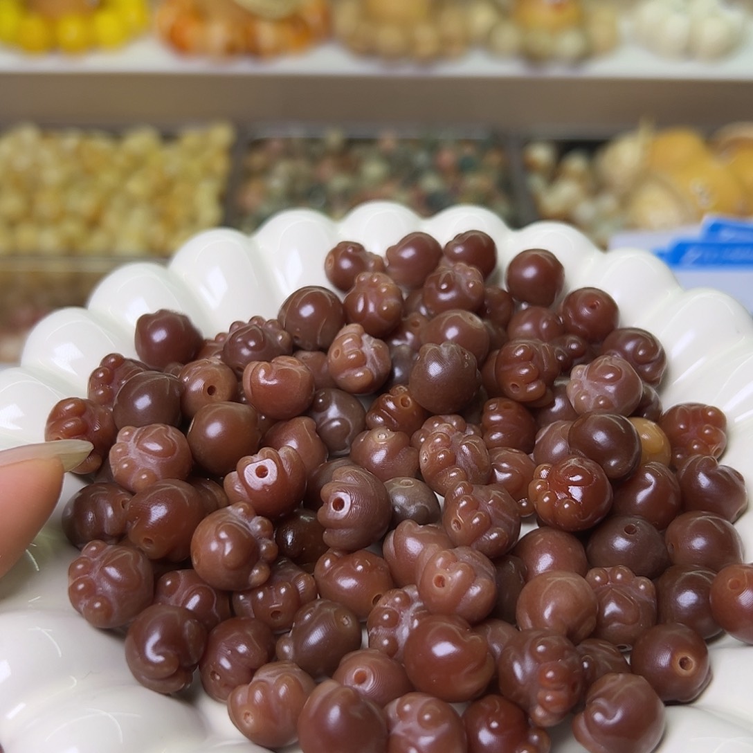 菩提根/象牙果手串卡12咖爱心猫爪40颗
