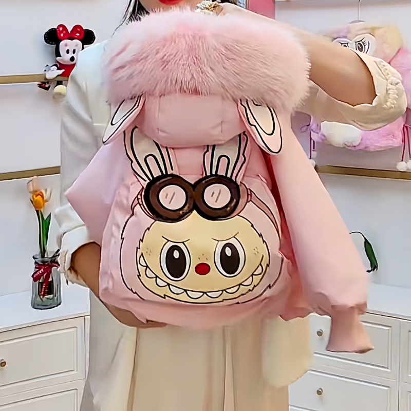 儿童冬季卡通风棉服加绒加厚款宝宝棉衣时尚网红连帽保暖韩版棉袄