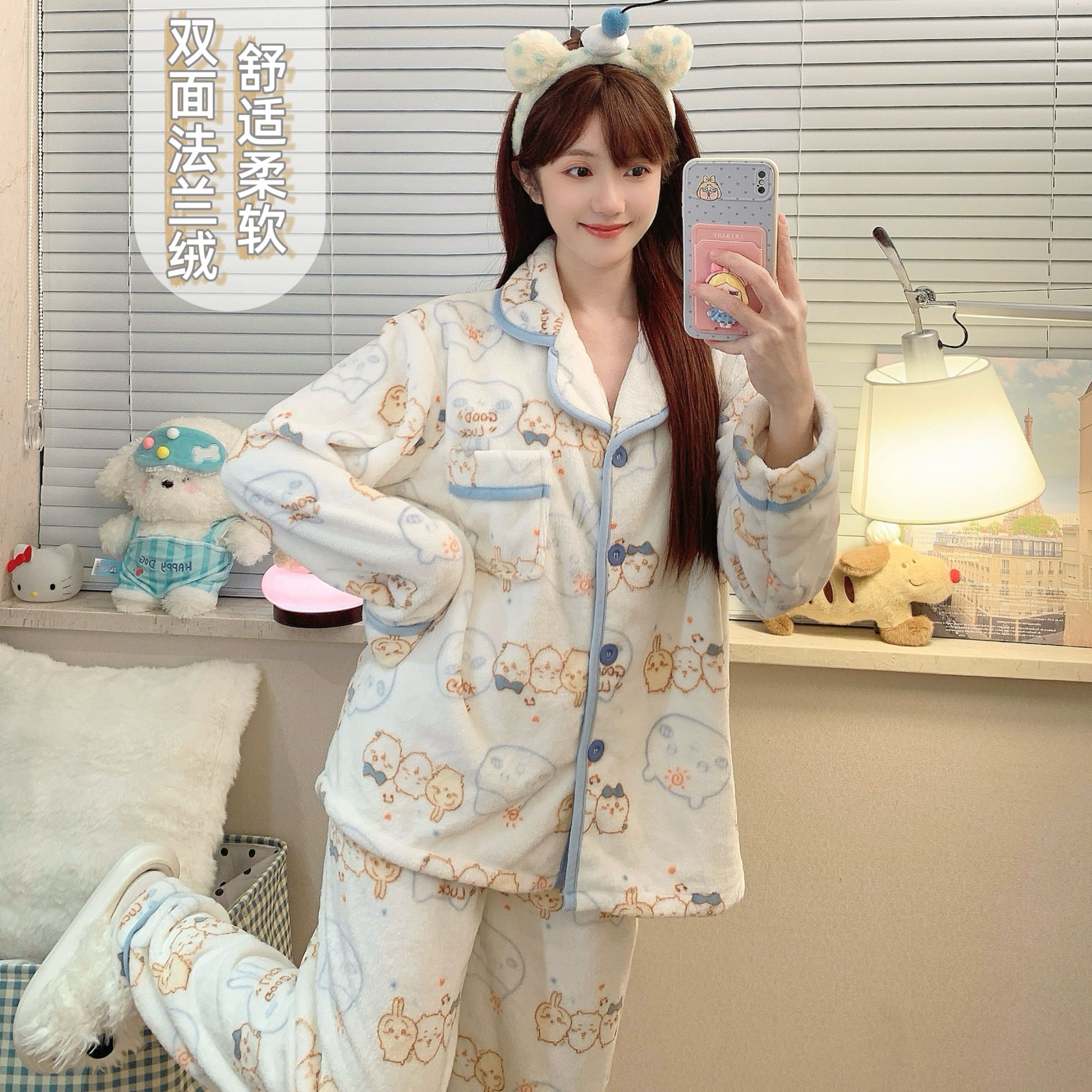 【280g】2025冬季新款加厚宝宝绒可爱乌萨奇卡通睡衣家居服套装