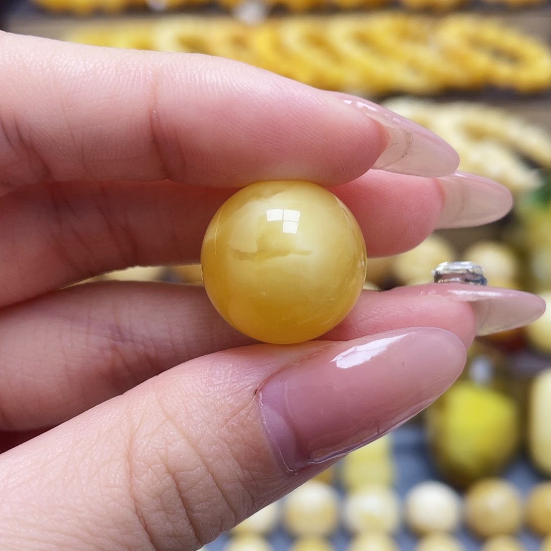 未镶嵌琥珀裸石17.7mm圆珠