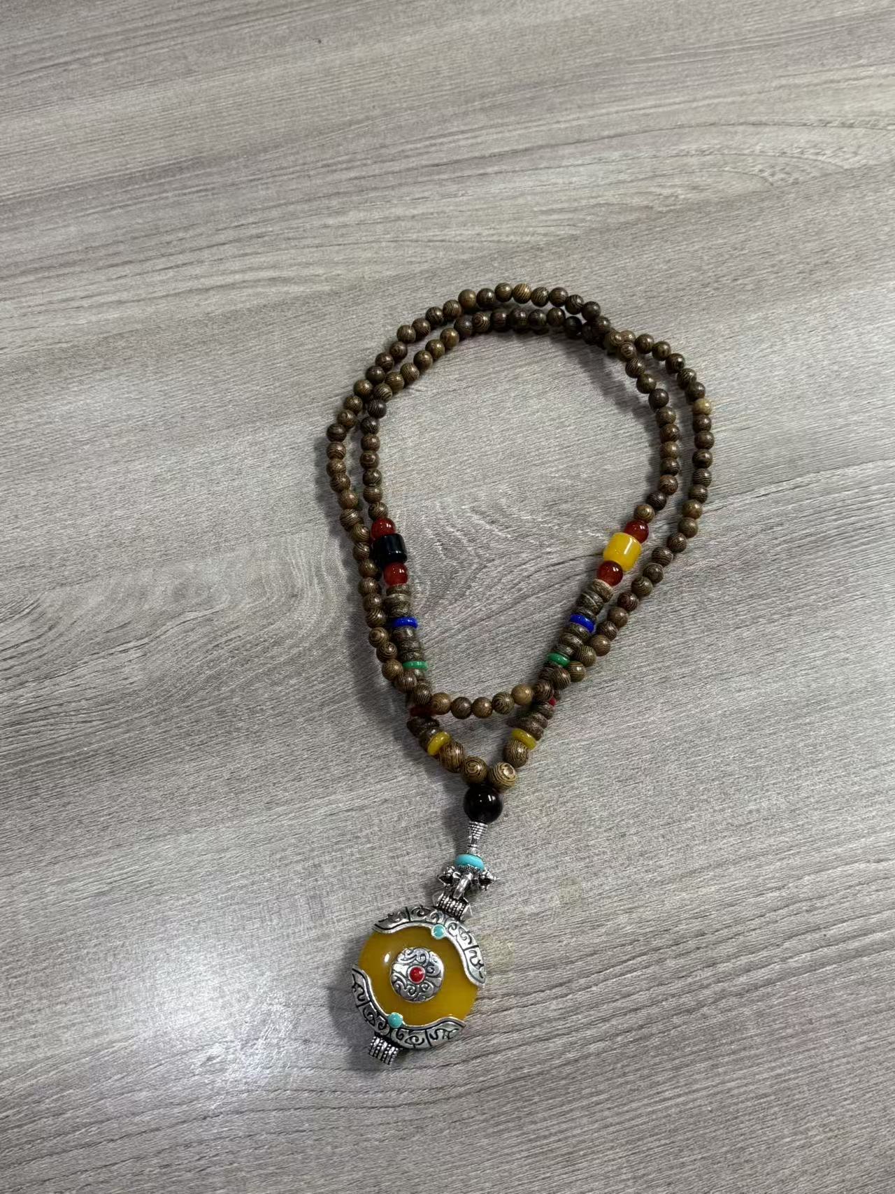 鸡翅木 民族风木质佛珠毛衣链珠长款HC449（无礼盒）