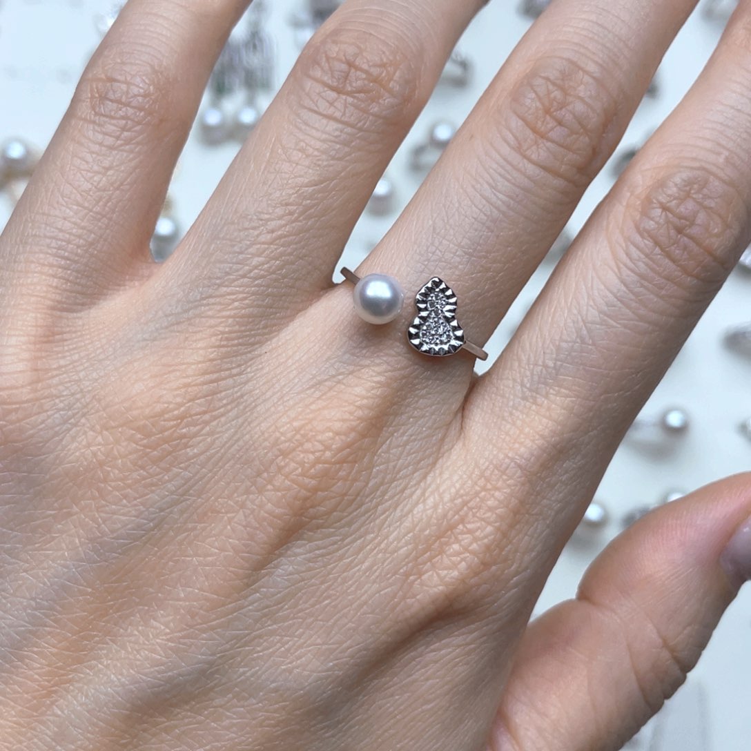 戒指银S925镶嵌淡水珍珠