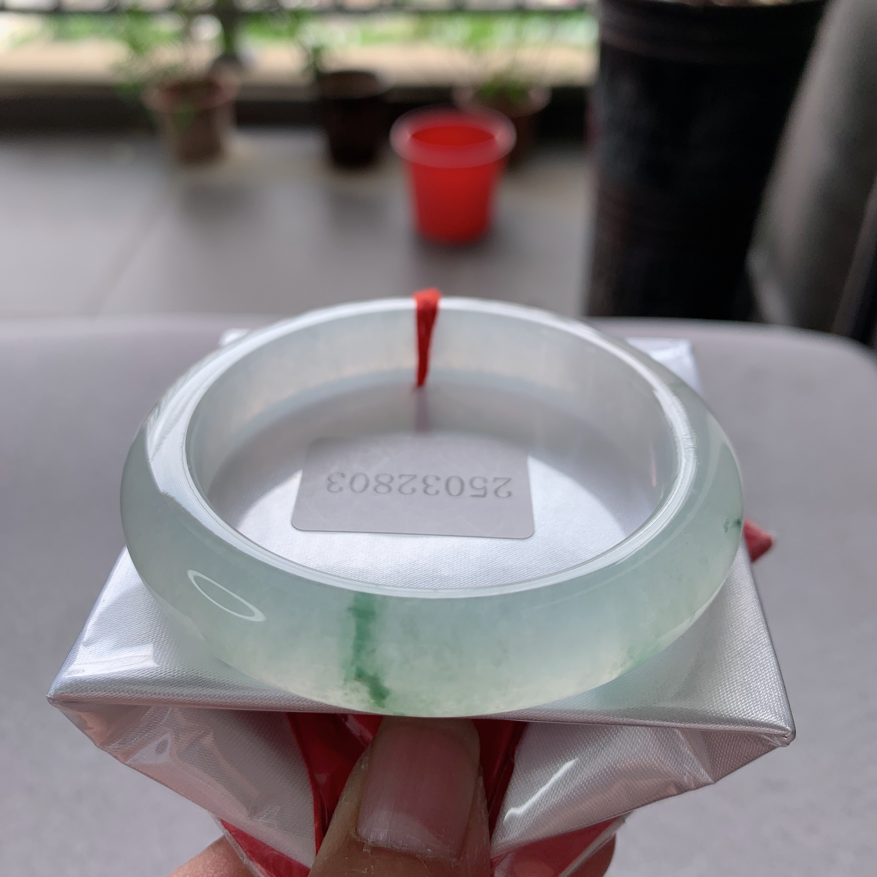 55圈口缅甸天然翡翠A货玉石手镯高冰透飘花正圈时尚宽边女款玉镯