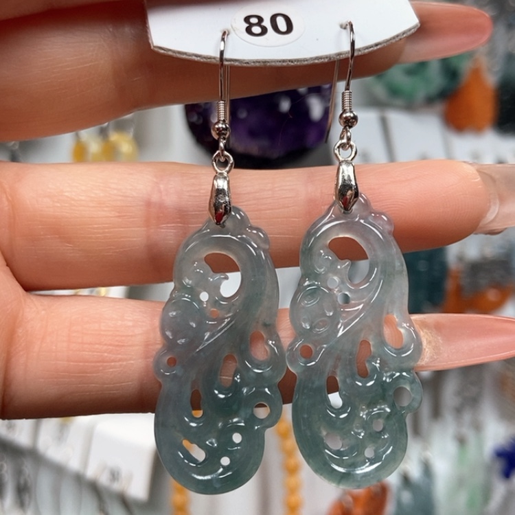 【闪购商品】翡翠耳饰银S925镶嵌耳饰