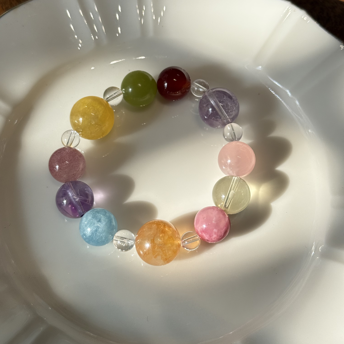 《雾里看花》多宝水晶手串黄水晶蔷薇石黄莹石