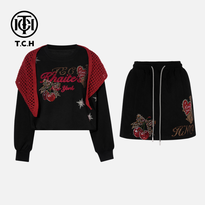 TCH私服烫钻工艺新时尚淑女百搭新潮流套装女T75C07E1067轻奢tch