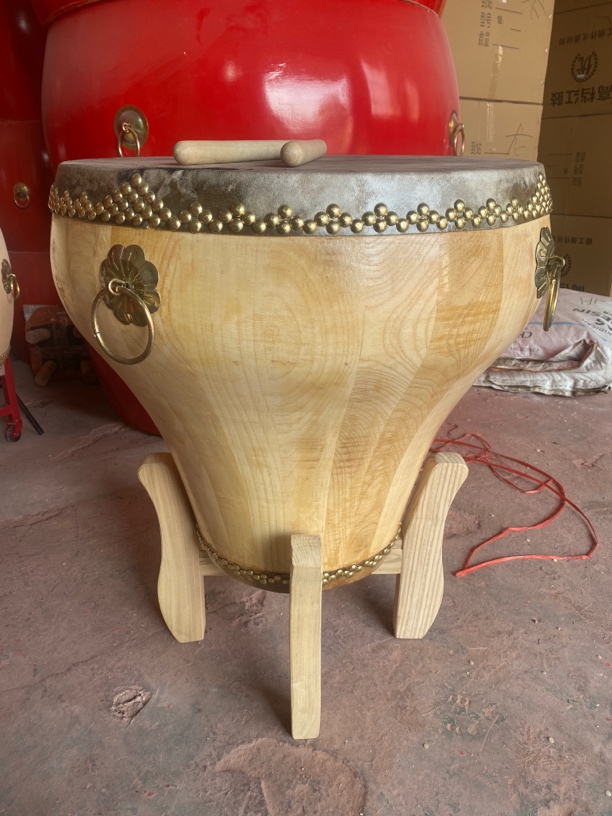 18寸椿木花盆鼓黄牛皮鼓花瓶鼓茶几鼓戏曲鼓装饰鼓鼓桌泡茶桌实木