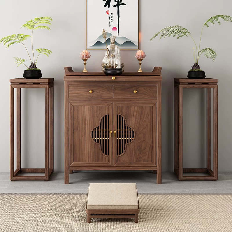 供桌香案家用佛龛柜供台实木供奉佛台神台柜新中式黑胡桃木贡台桌