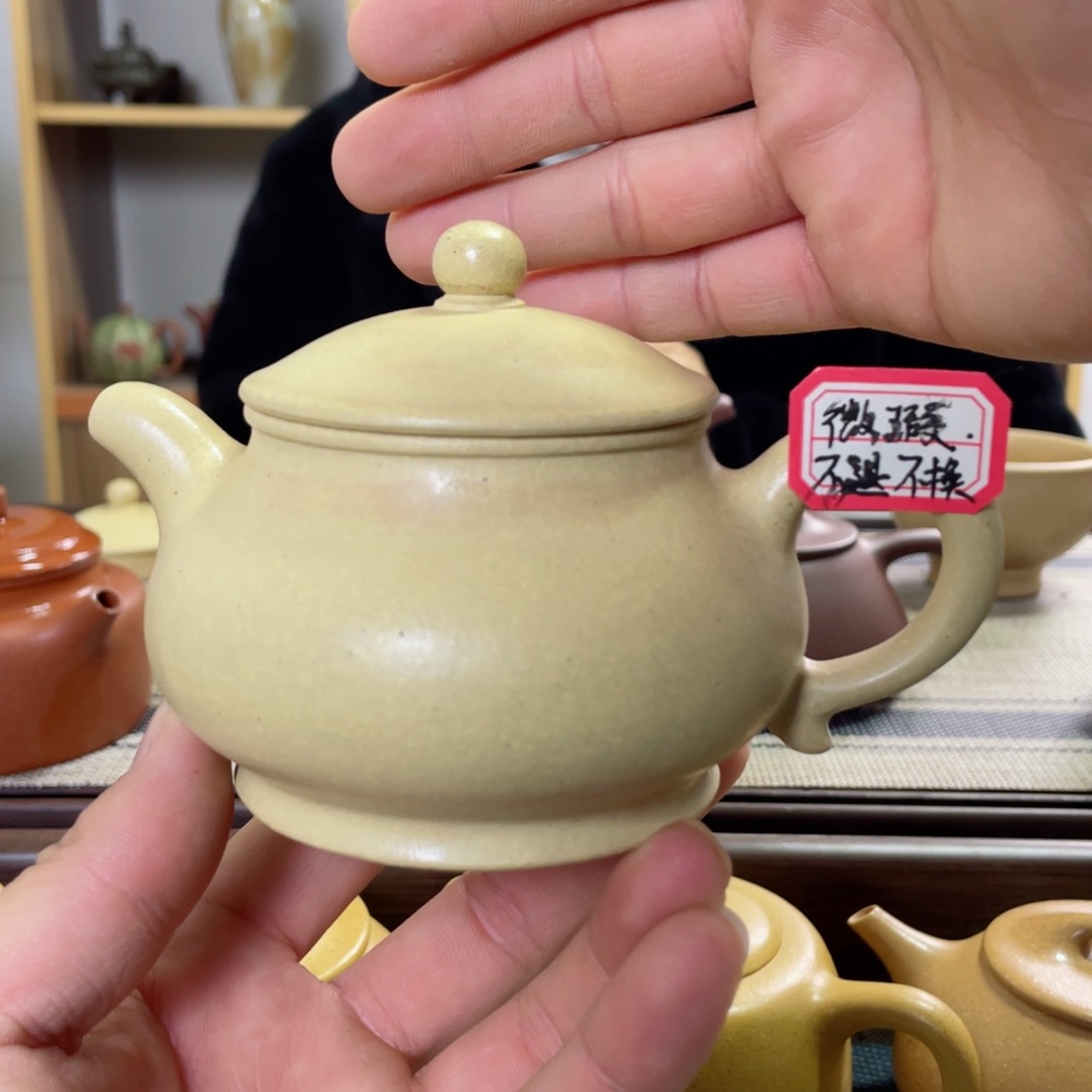 紫砂茶壶潘壶本绿 微微瑕