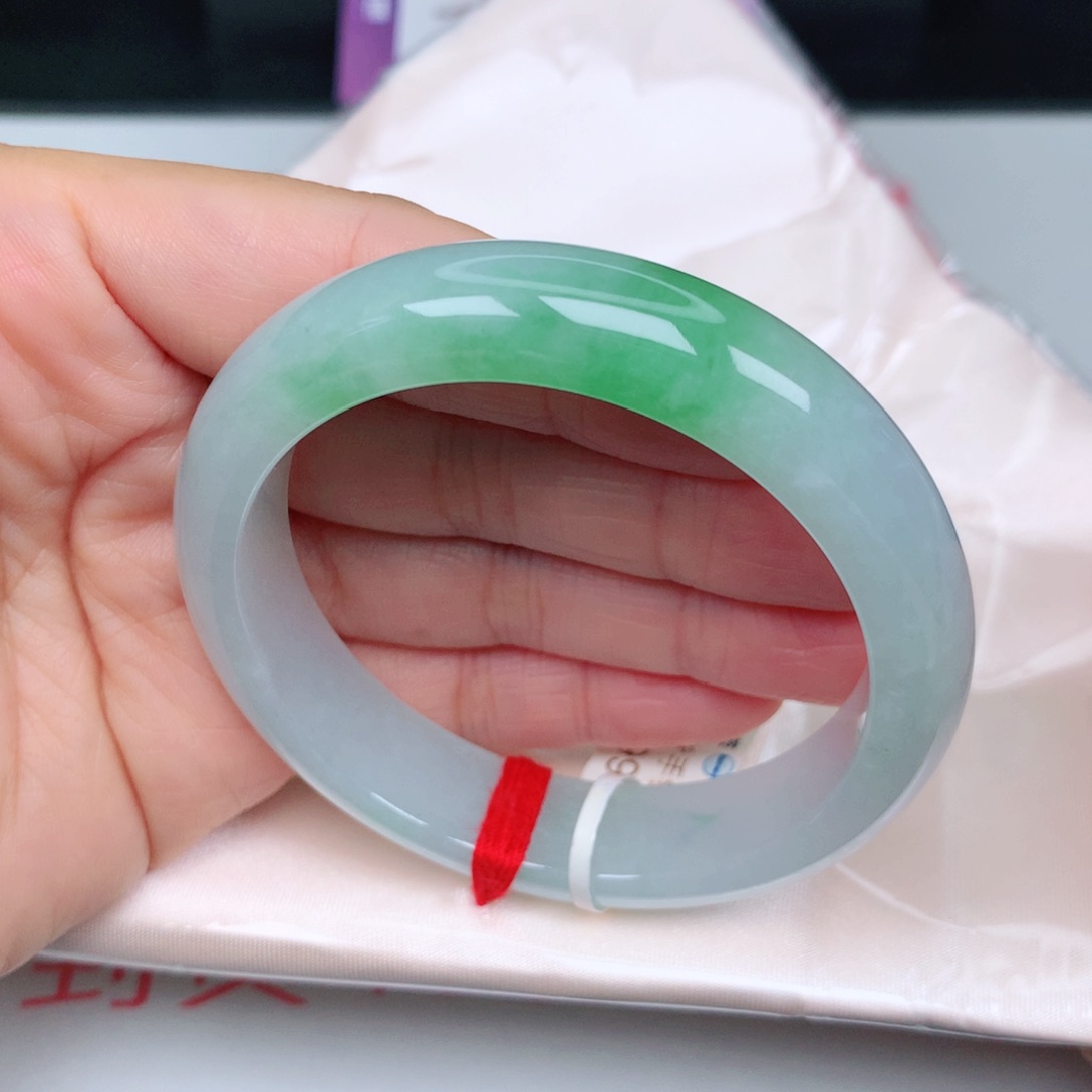 未镶嵌手镯翡翠冰胶阳绿新品12