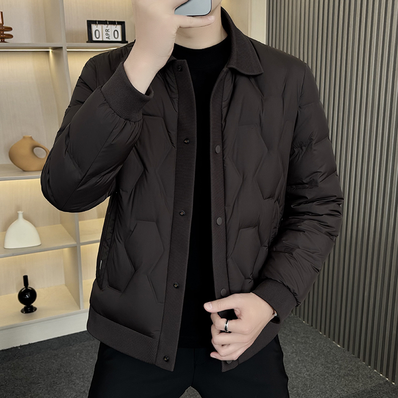 ZoLonFan新国标90鸭绒保暖羽绒服男士螺纹翻领商务休闲外套8911