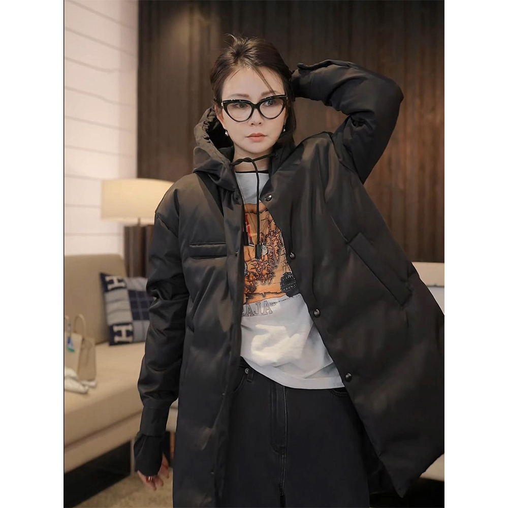 SHIIEELL【重磅拼接】中长款羽绒服女冬新款加绒加厚鹅绒外套ZY518