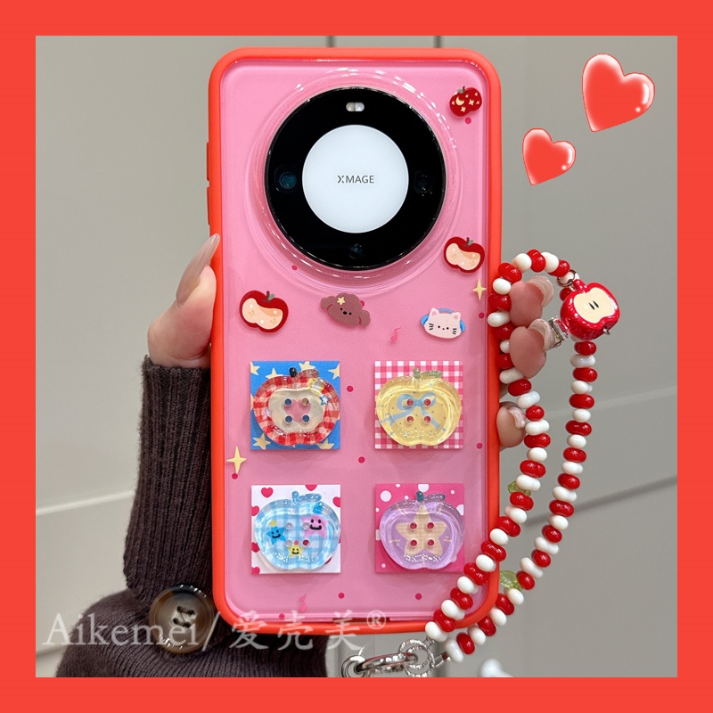 适用华为mate70pro+手机壳二合一边框mate60pro+小清新立体苹果女