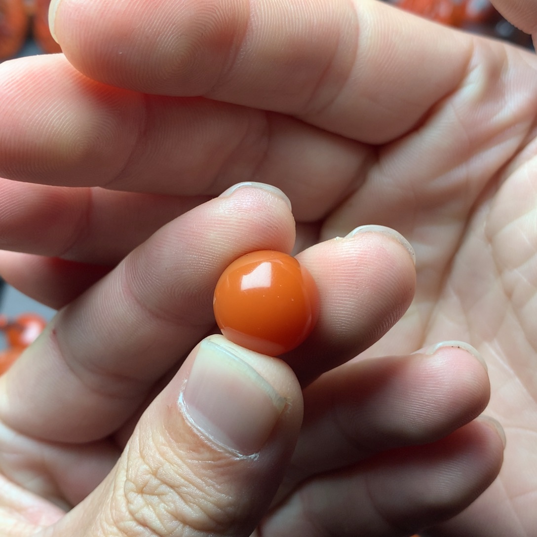 南红玛瑙未镶嵌1柿子红单珠