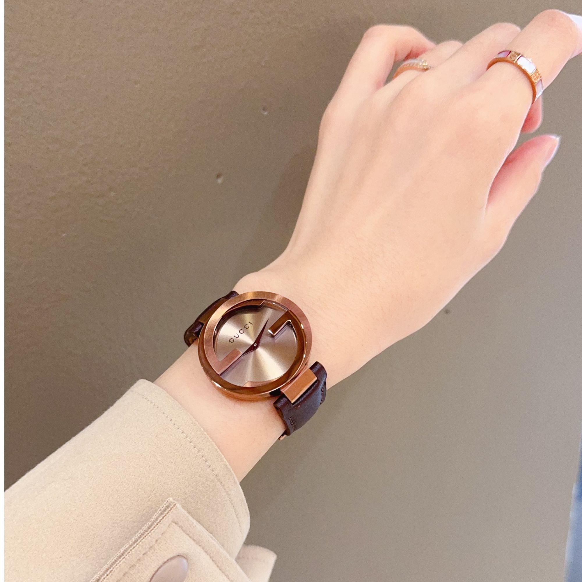 【周周专属】GUCCI古驰咖啡色双G石英腕表37MM女款YA133309
