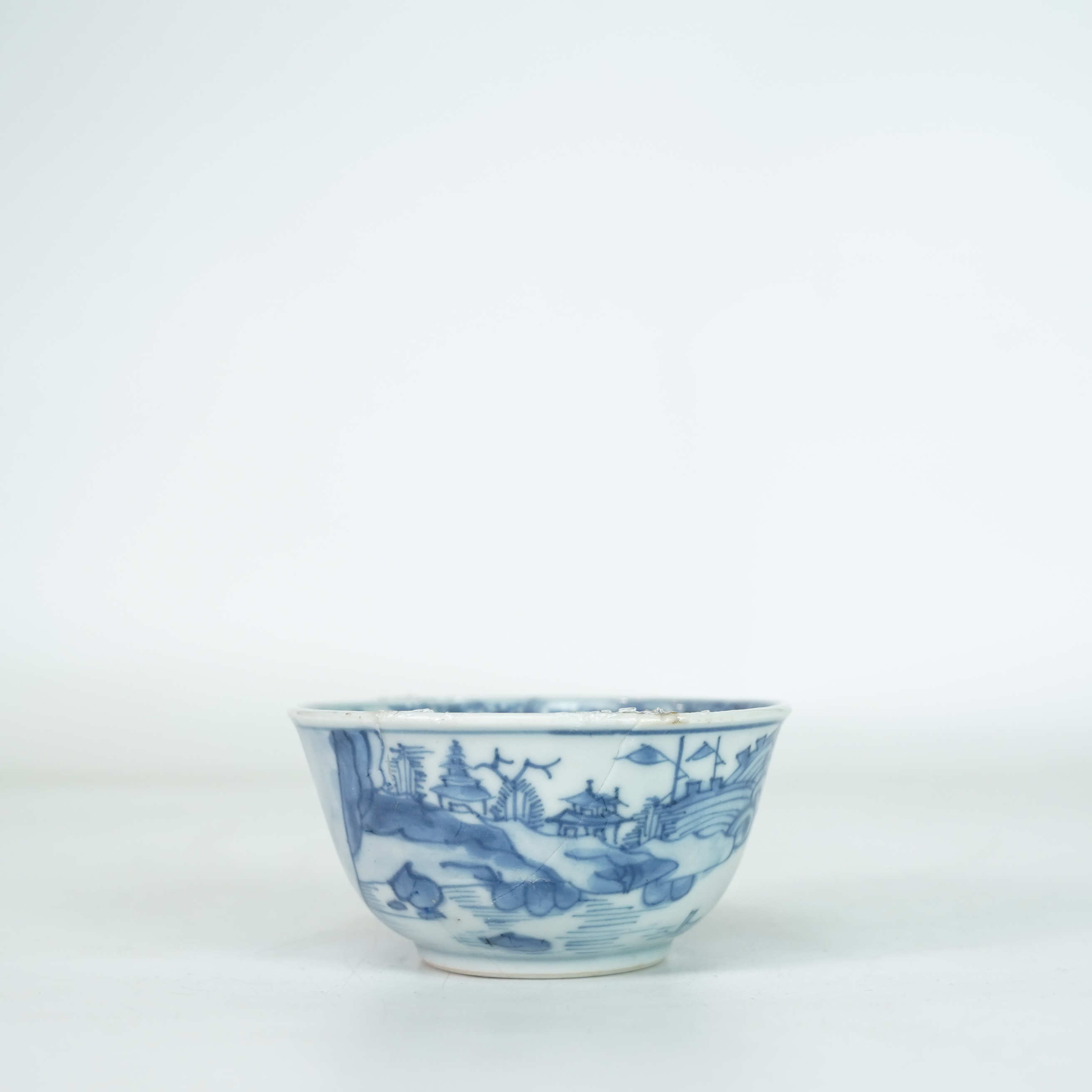 LABC251114025【十竹斋】清乾隆淡描滕阁高风青花茶圆