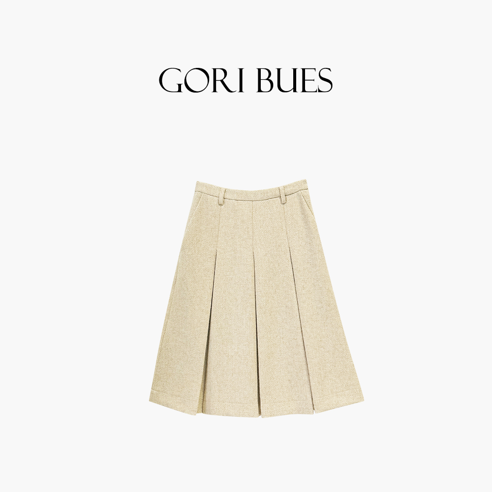 “摩登话语权”色织英伦高腰羊毛A字百褶毛呢半身裙女G25AF55602