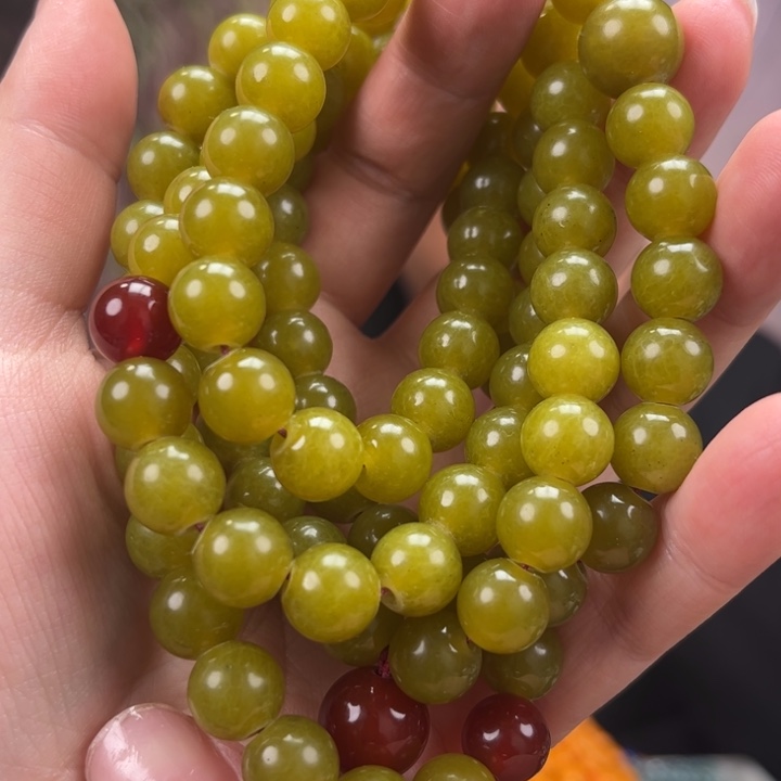 蛇纹石玉合金手链