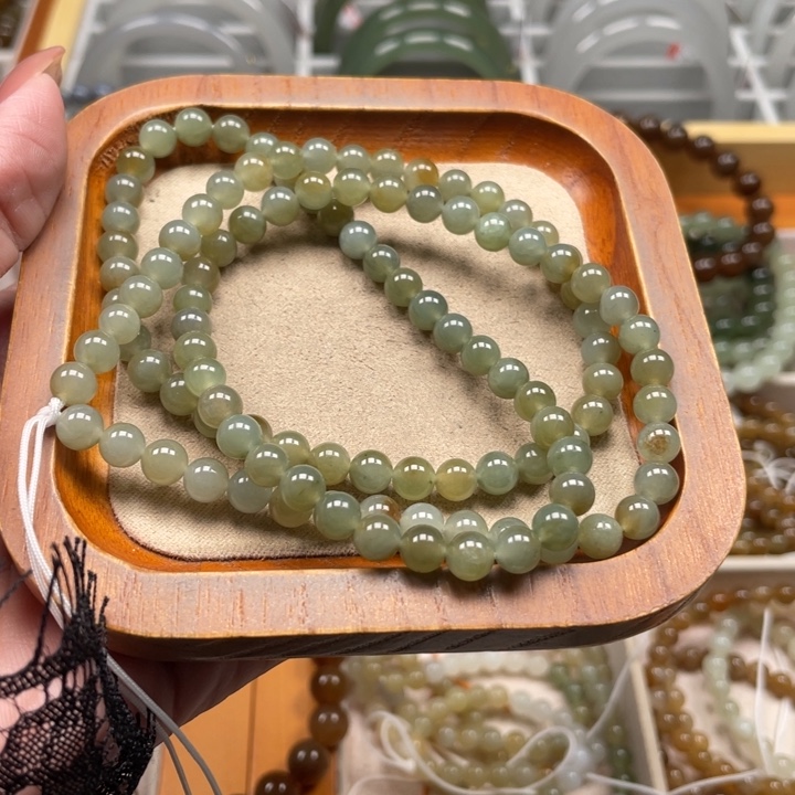 和田玉珠串6mm未镶嵌