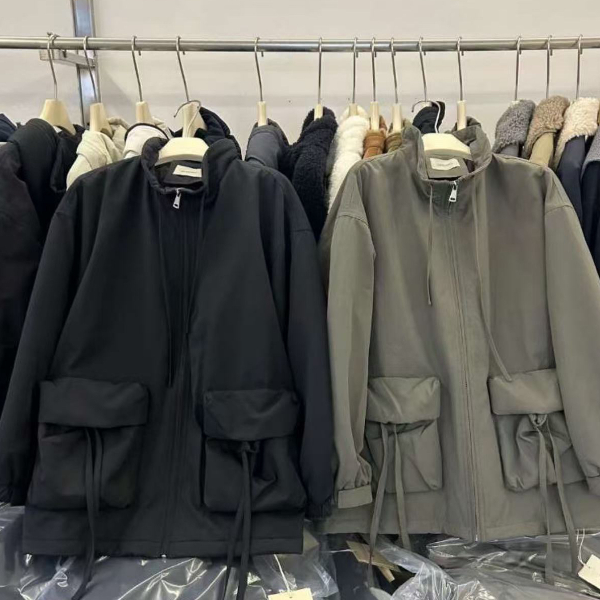 ins女休闲INS风通勤风棉衣外套常规袖抽绳宽松女装立领