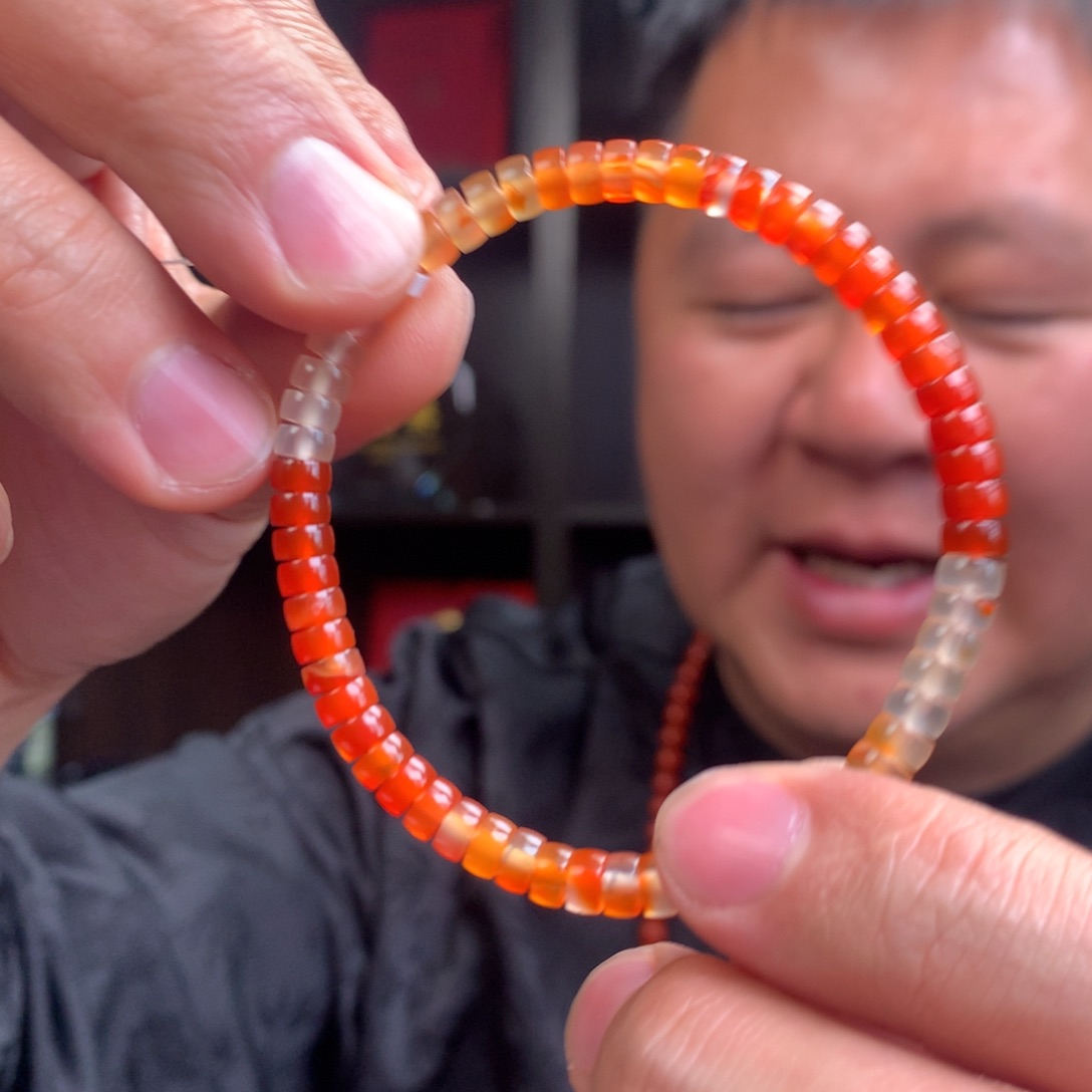 南红玛瑙手串未镶嵌锦鲤药片卡5手串