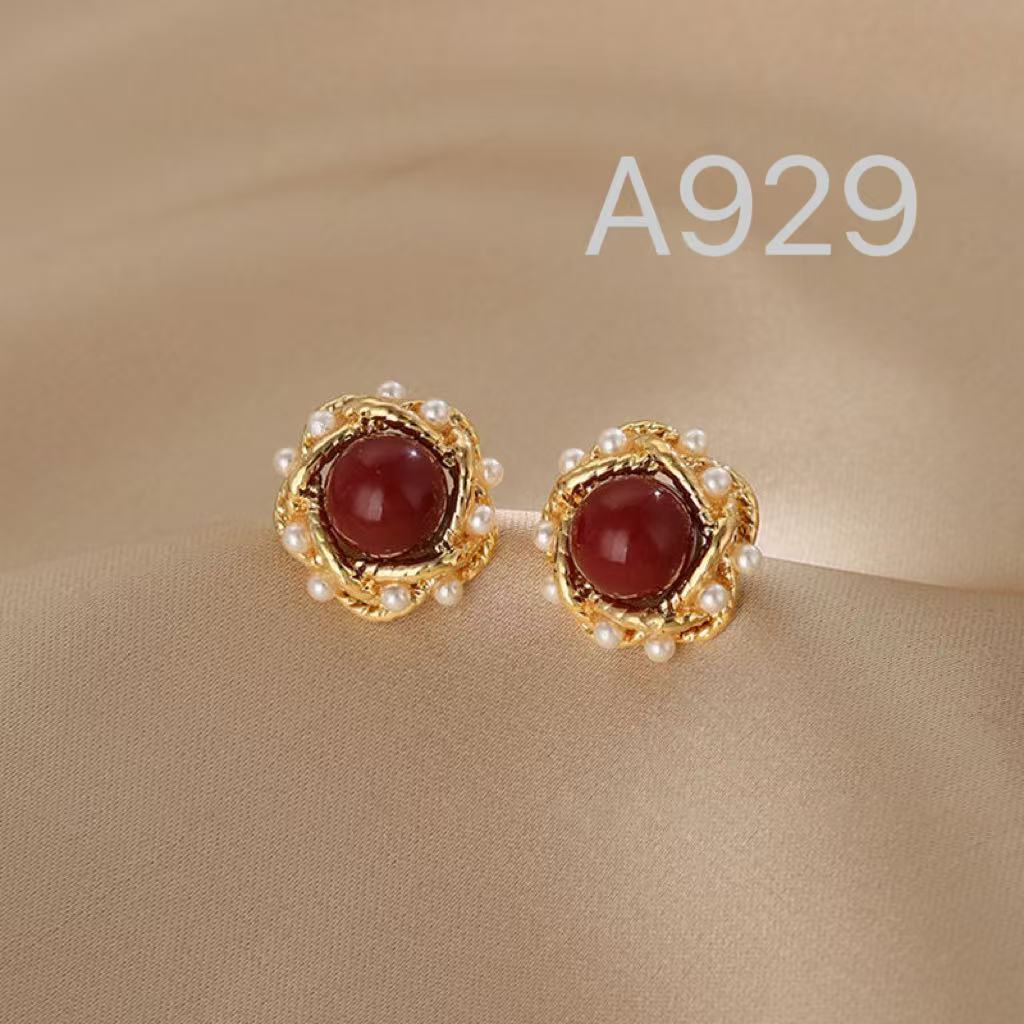 铜合金仿珍珠耳饰 A929耳钉气质轻奢时尚百搭法式